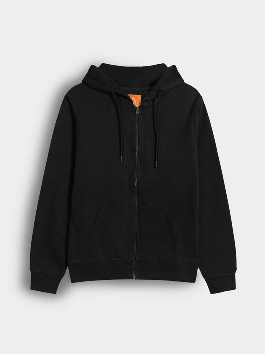 Black full sleeve hooded tshirt with custom embroidery