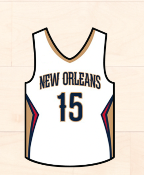 Basketball jersey with 'New Orleans' and number '15' on a beige background