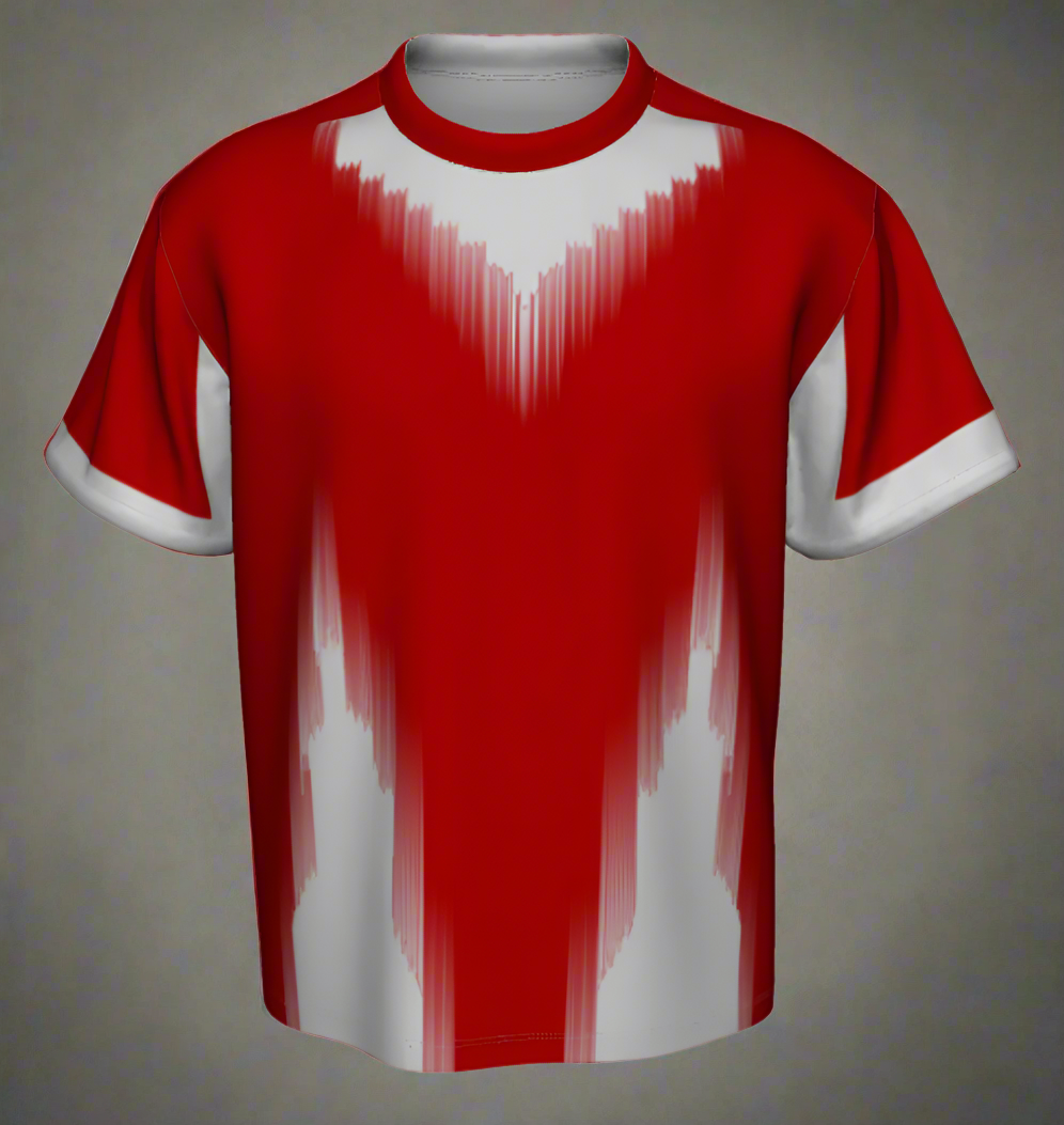 Red and white sports jersey on a white background