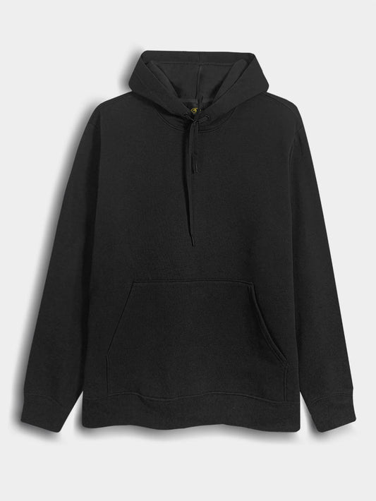 Black hoodie on a light gray background