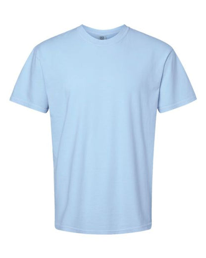 light blue, short-sleeved Comfort Colors t-shirt