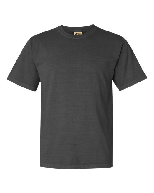 A plain, dark gray Comfort Colors t-shirt