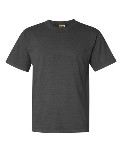 A plain, dark gray Comfort Colors t-shirt