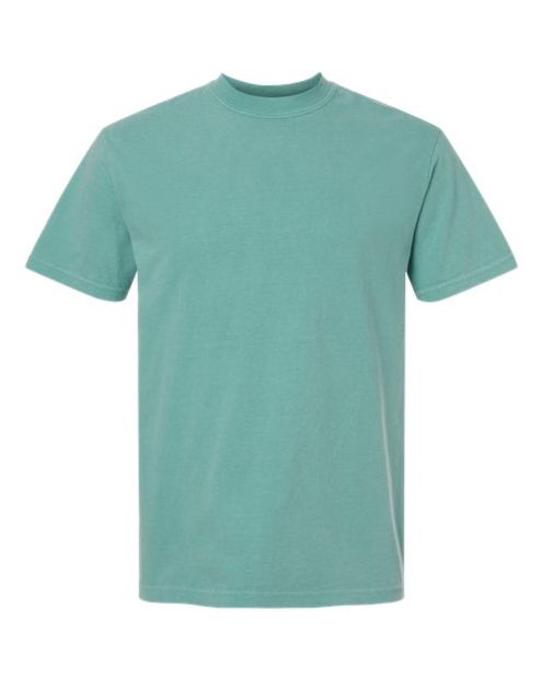 crewneck T-Shirt in a solid emerald or chalky mint green color