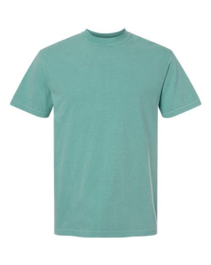 crewneck T-Shirt in a solid emerald or chalky mint green color
