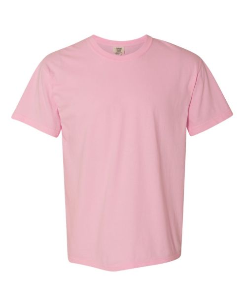 light pink, short-sleeved, crew-neck t-shirt