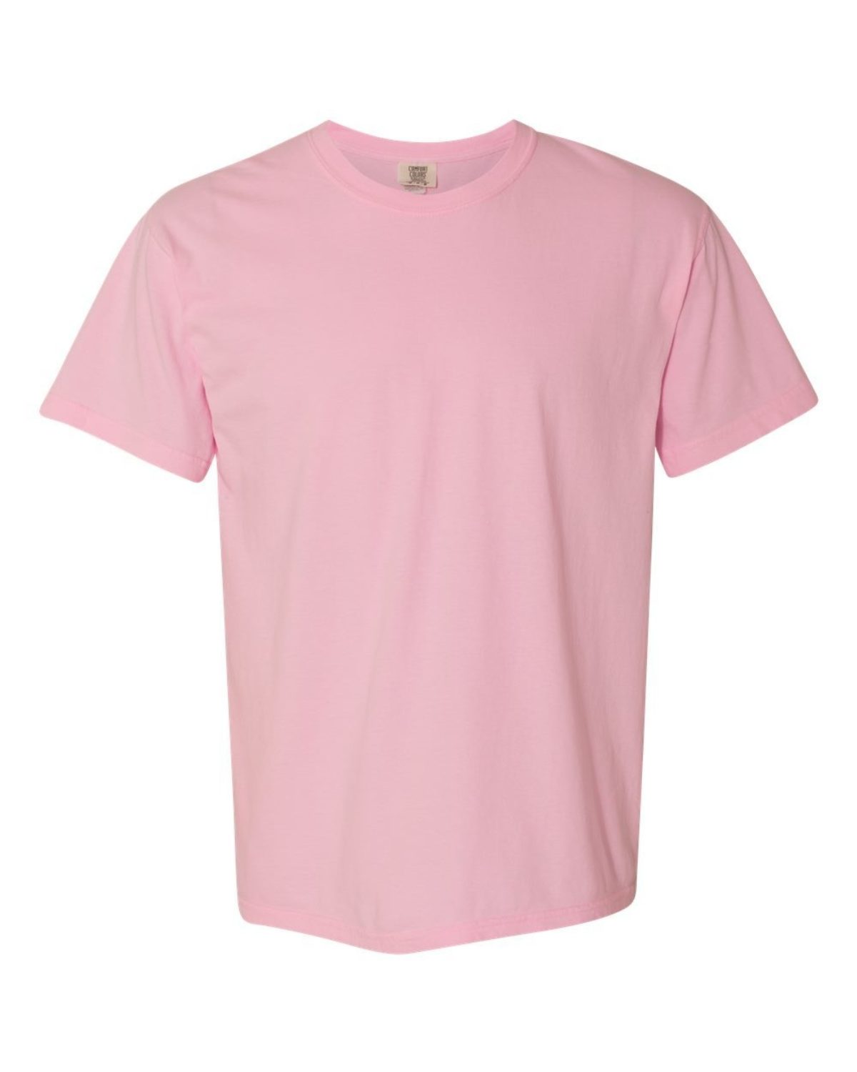 A solid pink, short-sleeved t-shirt.