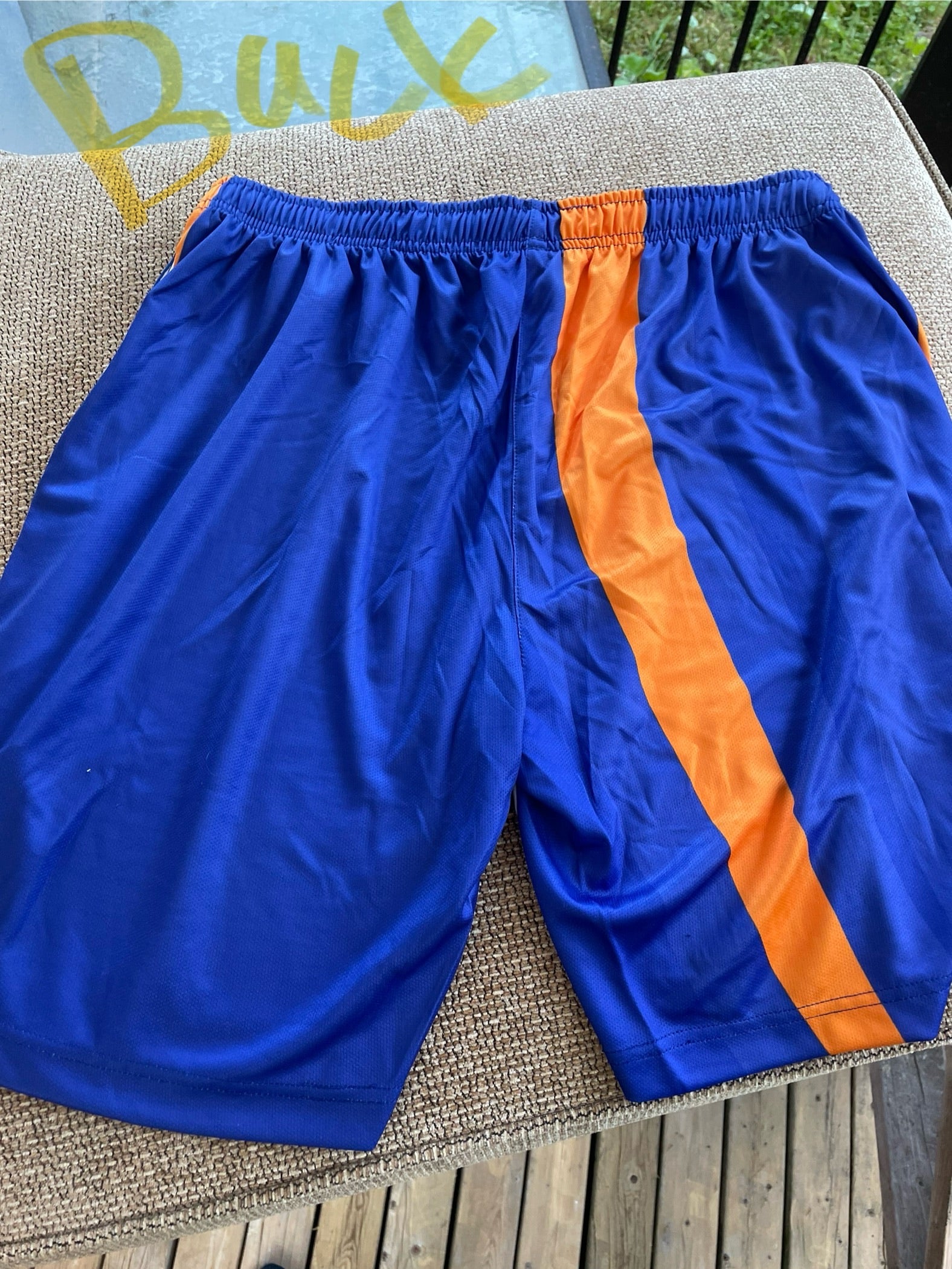 Royal Blue jersey shorts with orange stripe