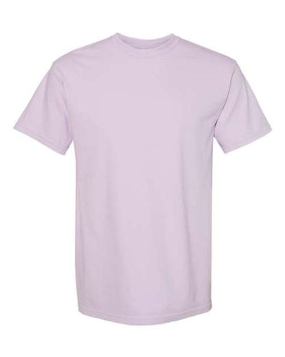 orchid-colored short-sleeve t-shirt