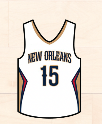 Basketball jersey with 'New Orleans' and number '15' on a beige background