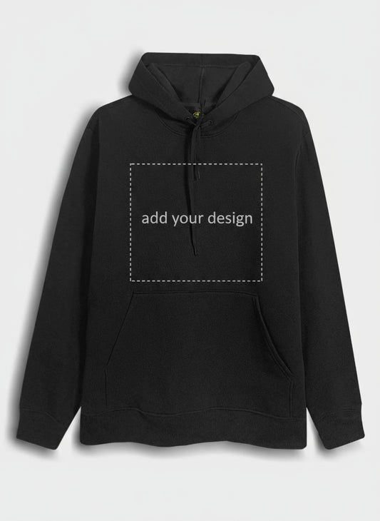 Black hoodie on a light gray background